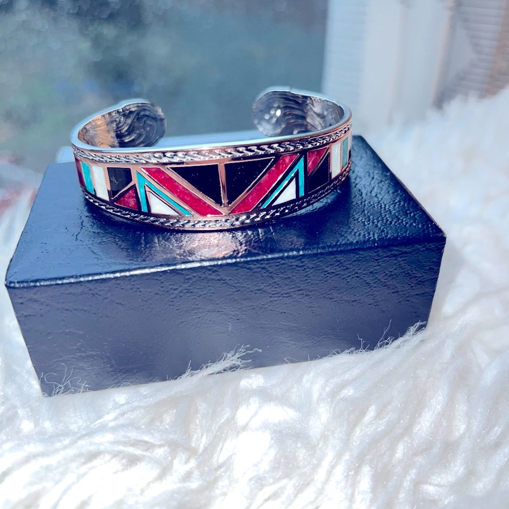 Montana silversmiths sterling silver bangle mixed stone inlay